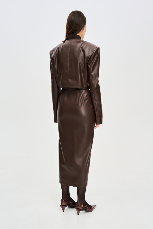 Юбка миди на запах из экокожи by Aleko BROWN